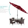 imageBest Choice Products 10ft Solar Polyester LED Lighted Patio Umbrella wTilt Adjustment and UVResistant Fabric  Striped BlackRed