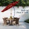 imageBest Choice Products 10ft Solar Polyester LED Lighted Patio Umbrella wTilt Adjustment and UVResistant Fabric  Striped BlackRed