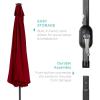 imageBest Choice Products 10ft Solar Polyester LED Lighted Patio Umbrella wTilt Adjustment and UVResistant Fabric  Striped BlackRed