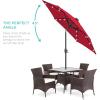 imageBest Choice Products 10ft Solar Polyester LED Lighted Patio Umbrella wTilt Adjustment and UVResistant Fabric  Striped BlackRed