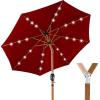 imageBest Choice Products 10ft Solar Polyester LED Lighted Patio Umbrella wTilt Adjustment and UVResistant Fabric  Striped BlackRed