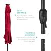 imageBest Choice Products 10ft Solar Polyester LED Lighted Patio Umbrella wTilt Adjustment and UVResistant Fabric  Striped BlackRed