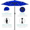imageBest Choice Products 10ft Solar Polyester LED Lighted Patio Umbrella wTilt Adjustment and UVResistant Fabric  Striped BlackResort Blue