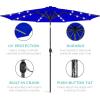 imageBest Choice Products 10ft Solar Polyester LED Lighted Patio Umbrella wTilt Adjustment and UVResistant Fabric  Striped BlackResort Blue