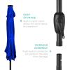 imageBest Choice Products 10ft Solar Polyester LED Lighted Patio Umbrella wTilt Adjustment and UVResistant Fabric  Striped BlackResort Blue