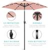 imageBest Choice Products 10ft Solar Polyester LED Lighted Patio Umbrella wTilt Adjustment and UVResistant Fabric  Striped BlackRose Quartz