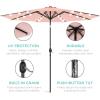 imageBest Choice Products 10ft Solar Polyester LED Lighted Patio Umbrella wTilt Adjustment and UVResistant Fabric  Striped BlackRose Quartz