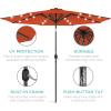 imageBest Choice Products 10ft Solar Polyester LED Lighted Patio Umbrella wTilt Adjustment and UVResistant Fabric  Striped BlackRust