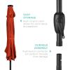 imageBest Choice Products 10ft Solar Polyester LED Lighted Patio Umbrella wTilt Adjustment and UVResistant Fabric  Striped BlackRust