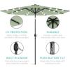 imageBest Choice Products 10ft Solar Polyester LED Lighted Patio Umbrella wTilt Adjustment and UVResistant Fabric  Striped BlackSage Green