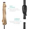 imageBest Choice Products 10ft Solar Polyester LED Lighted Patio Umbrella wTilt Adjustment and UVResistant Fabric  Striped BlackSand