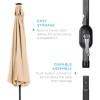 imageBest Choice Products 10ft Solar Polyester LED Lighted Patio Umbrella wTilt Adjustment and UVResistant Fabric  Striped BlackSand