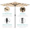 imageBest Choice Products 10ft Solar Polyester LED Lighted Patio Umbrella wTilt Adjustment and UVResistant Fabric  Striped BlackSand