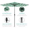 imageBest Choice Products 10ft Solar Polyester LED Lighted Patio Umbrella wTilt Adjustment and UVResistant Fabric  Striped BlackSeaglass