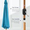 imageBest Choice Products 10ft Solar Polyester LED Lighted Patio Umbrella wTilt Adjustment and UVResistant Fabric  Striped BlackSky Blue