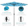 imageBest Choice Products 10ft Solar Polyester LED Lighted Patio Umbrella wTilt Adjustment and UVResistant Fabric  Striped BlackSky Blue