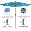 imageBest Choice Products 10ft Solar Polyester LED Lighted Patio Umbrella wTilt Adjustment and UVResistant Fabric  Striped BlackSky Blue
