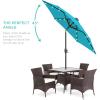 imageBest Choice Products 10ft Solar Polyester LED Lighted Patio Umbrella wTilt Adjustment and UVResistant Fabric  Striped BlackSky Blue