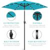 imageBest Choice Products 10ft Solar Polyester LED Lighted Patio Umbrella wTilt Adjustment and UVResistant Fabric  Striped BlackSky Blue