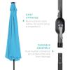 imageBest Choice Products 10ft Solar Polyester LED Lighted Patio Umbrella wTilt Adjustment and UVResistant Fabric  Striped BlackSky Blue