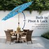 imageBest Choice Products 10ft Solar Polyester LED Lighted Patio Umbrella wTilt Adjustment and UVResistant Fabric  Striped BlackSky Blue