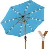 imageBest Choice Products 10ft Solar Polyester LED Lighted Patio Umbrella wTilt Adjustment and UVResistant Fabric  Striped BlackSky Blue