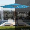 imageBest Choice Products 10ft Solar Polyester LED Lighted Patio Umbrella wTilt Adjustment and UVResistant Fabric  Striped BlackSky Blue