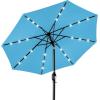 imageBest Choice Products 10ft Solar Polyester LED Lighted Patio Umbrella wTilt Adjustment and UVResistant Fabric  Striped BlackSky Blue