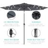 imageBest Choice Products 10ft Solar Polyester LED Lighted Patio Umbrella wTilt Adjustment and UVResistant Fabric  Striped BlackSlate