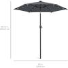 imageBest Choice Products 10ft Solar Polyester LED Lighted Patio Umbrella wTilt Adjustment and UVResistant Fabric  Striped BlackSlate