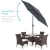imageBest Choice Products 10ft Solar Polyester LED Lighted Patio Umbrella wTilt Adjustment and UVResistant Fabric  Striped BlackSlate