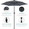 imageBest Choice Products 10ft Solar Polyester LED Lighted Patio Umbrella wTilt Adjustment and UVResistant Fabric  Striped BlackSlate