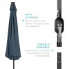 imageBest Choice Products 10ft Solar Polyester LED Lighted Patio Umbrella wTilt Adjustment and UVResistant Fabric  Striped BlackSlate Blue