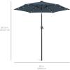 imageBest Choice Products 10ft Solar Polyester LED Lighted Patio Umbrella wTilt Adjustment and UVResistant Fabric  Striped BlackSlate Blue