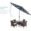imageBest Choice Products 10ft Solar Polyester LED Lighted Patio Umbrella wTilt Adjustment and UVResistant Fabric  Striped BlackSlate Blue