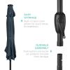 imageBest Choice Products 10ft Solar Polyester LED Lighted Patio Umbrella wTilt Adjustment and UVResistant Fabric  Striped BlackSlate Blue