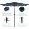 imageBest Choice Products 10ft Solar Polyester LED Lighted Patio Umbrella wTilt Adjustment and UVResistant Fabric  Striped BlackSlate Blue