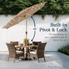 imageBest Choice Products 10ft Solar Polyester LED Lighted Patio Umbrella wTilt Adjustment and UVResistant Fabric  Striped BlackTan