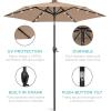 imageBest Choice Products 10ft Solar Polyester LED Lighted Patio Umbrella wTilt Adjustment and UVResistant Fabric  Striped BlackTan