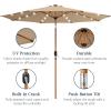 imageBest Choice Products 10ft Solar Polyester LED Lighted Patio Umbrella wTilt Adjustment and UVResistant Fabric  Striped BlackTan
