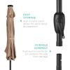 imageBest Choice Products 10ft Solar Polyester LED Lighted Patio Umbrella wTilt Adjustment and UVResistant Fabric  Striped BlackTan
