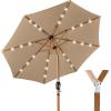 imageBest Choice Products 10ft Solar Polyester LED Lighted Patio Umbrella wTilt Adjustment and UVResistant Fabric  Striped BlackTan