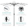 imageBest Choice Products 10ft Solar Polyester LED Lighted Patio Umbrella wTilt Adjustment and UVResistant Fabric  Striped BlackWhite