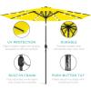 imageBest Choice Products 10ft Solar Polyester LED Lighted Patio Umbrella wTilt Adjustment and UVResistant Fabric  Striped BlackYellow