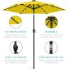 imageBest Choice Products 10ft Solar Polyester LED Lighted Patio Umbrella wTilt Adjustment and UVResistant Fabric  Striped BlackYellow