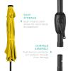 imageBest Choice Products 10ft Solar Polyester LED Lighted Patio Umbrella wTilt Adjustment and UVResistant Fabric  Striped BlackYellow