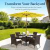 imageBest Choice Products 10ft Solar Polyester LED Lighted Patio Umbrella wTilt Adjustment and UVResistant Fabric  Striped BlackYellow