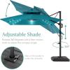 imageBest Choice Products 10ft Square Cantilever Patio Umbrella wBase Included Woodgrain Pattern Pole ampamp Solar LED Lights 360Rotation Offset Hanging Outdoor Shade  Sky BlueCerulean