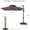 imageBest Choice Products 10ft Square Cantilever Patio Umbrella wBase Included Woodgrain Pattern Pole ampamp Solar LED Lights 360Rotation Offset Hanging Outdoor Shade  Sky BlueDeep Taupe