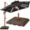 imageBest Choice Products 10ft Square Cantilever Patio Umbrella wBase Included Woodgrain Pattern Pole ampamp Solar LED Lights 360Rotation Offset Hanging Outdoor Shade  Sky BlueBlack